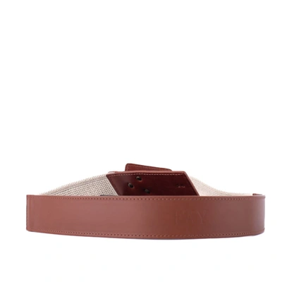 Shop Fay Canvas And Nappa Leather Elastic Belt In Brown