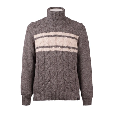 Fay Cable-knit Roll-neck Jumper In Brown