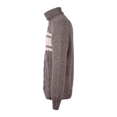Fay Cable-knit Roll-neck Jumper In Brown