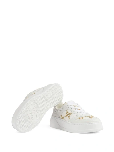 Gucci Gg Panelled Leather Sneakers In White