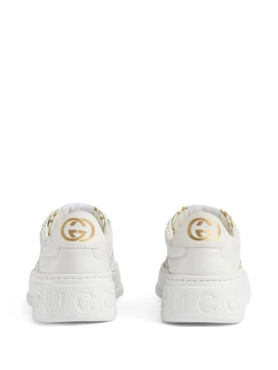 Gucci Gg Panelled Leather Sneakers In White