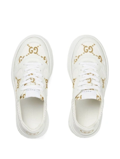 Gucci Gg Panelled Leather Sneakers In White