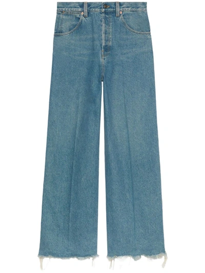 Shop Gucci Organic Cotton Denim Skate Jeans In Blue