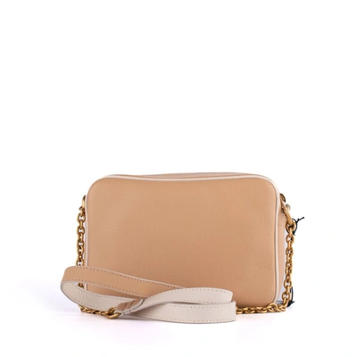 Shop Hogan Camera Bag Shoulder Bag In Ginger Grained Leather In Beige