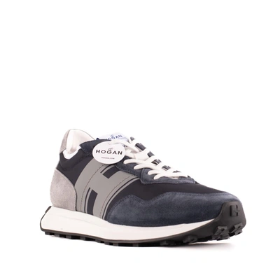 Shop Hogan H601 Blue And Gray Sneakers In Blue, Gray
