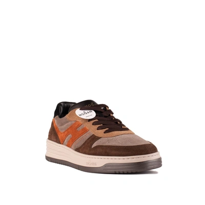 Shop Hogan Sneakers H630 Brown Grey And Orange In Orange, Gray, Brown