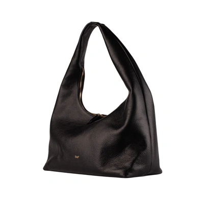 Shop I Oe F Black Grained Leather Maxi Shoulder Bag