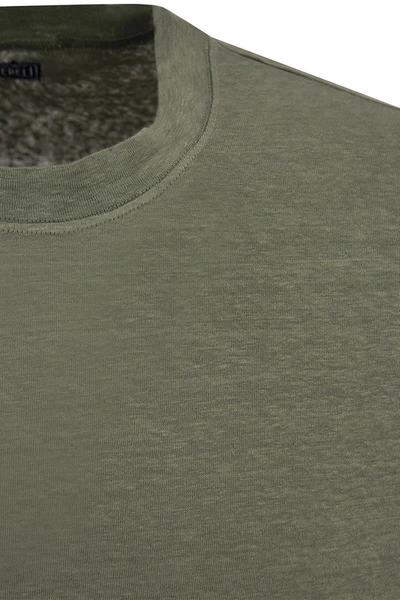 Shop Fedeli Exreme - Linen Flex T-shirt In Olive
