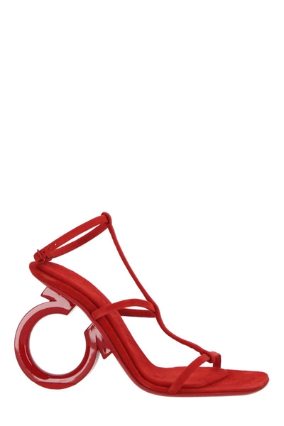 Shop Ferragamo Sandals In Flame Red Camoscio
