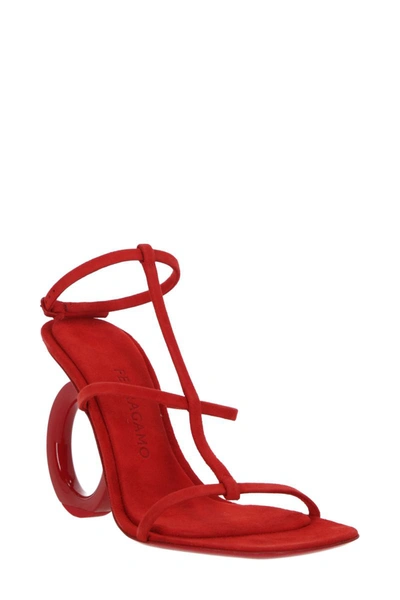 Shop Ferragamo Sandals In Flame Red Camoscio