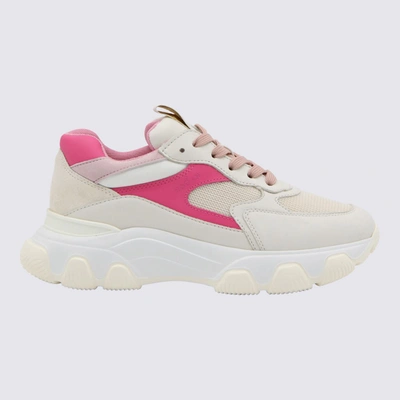 Shop Hogan Beige And Fuchsia Leather Hyperactive Sneakers