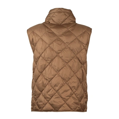 Shop Max Mara Drip-proof Canvas Short Vest In Brown