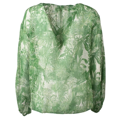 Shop Max Mara Green Patterned Voile Cobra Shirt