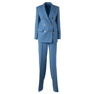 Shop Max Mara Light Blue Double-breasted Suit In Azure