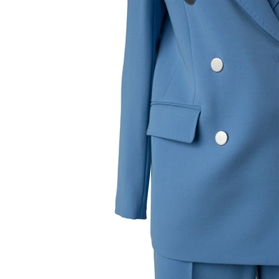 Shop Max Mara Light Blue Double-breasted Suit In Azure