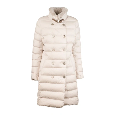 Shop Moorer Double-breasted Down Jacket With Lapin Collar In White