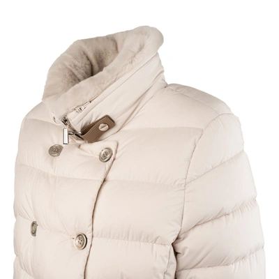 Shop Moorer Double-breasted Down Jacket With Lapin Collar In White