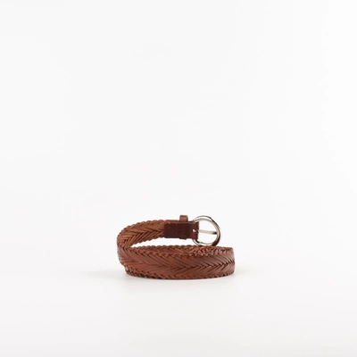Shop Orciani Braided Leather Belt In Brown