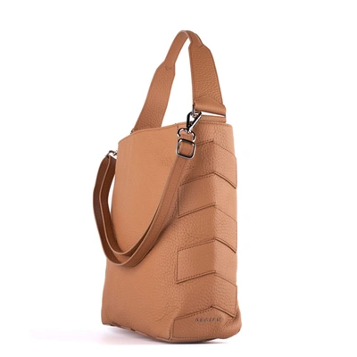 Shop Orciani Hammered Leather Bucket Bag Leather In Brown