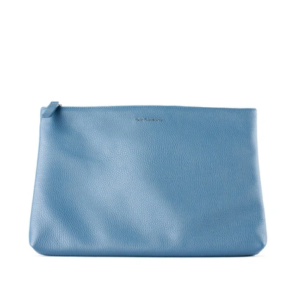 Shop Orciani Navy Blue Leather Clutch Bag In Azure