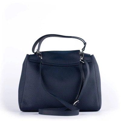 Shop Orciani Sveva Medium Blue Leather Shoulder Bag