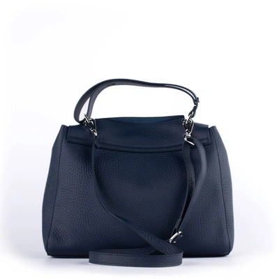 Orciani Sveva Medium Blue Leather Shoulder Bag In Blue