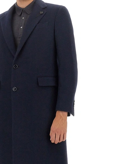Shop Lardini Single-breasted Coat In Blue