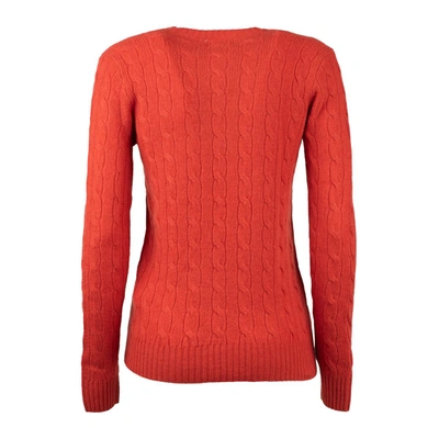 Shop Ralph Lauren Aragosta Wool And Cashmere Cable Knit Sweater In Orange