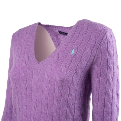 Shop Ralph Lauren Lilac Wool And Cashmere Cable-knit Sweater