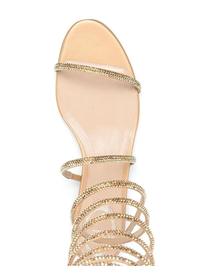 Shop René Caovilla Super Cloe Satin Sandals In Golden