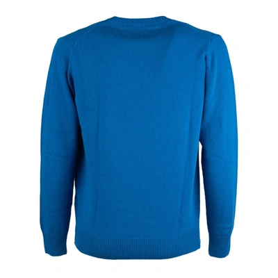 Shop Saint Barth Crew-neck Sweater With Jacquard Print Padel Vs. Girlfriend In Blue