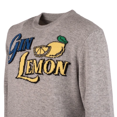 Shop Saint Barth Gin Lemon Jacquard Print Crew Neck Sweater In Gray