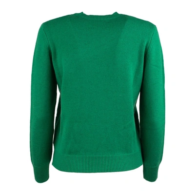 Shop Saint Barth Green Crewneck Sweater With St. Barth Embroidery