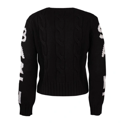 Shop Saint Barth Lurex Print Woven Crewneck Sweater In Black
