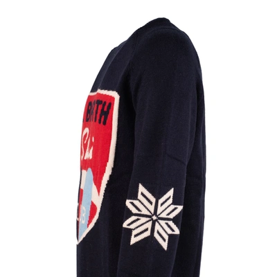 Shop Saint Barth St. Barth Ski Club Jacquard Print Crewneck Sweater In Blue