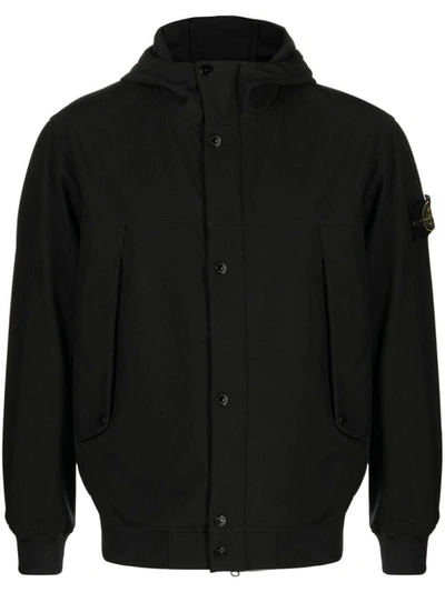 Shop Stone Island Hooded Jacket In Black