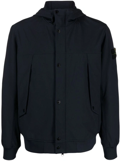 Shop Stone Island Hooded Jacket In Blue