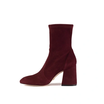 Shop Stuart Weitzman Flareblock 85 Stretch Bootie In Red