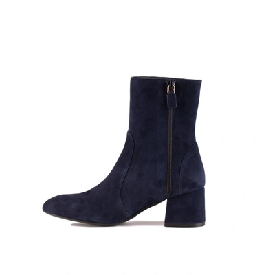 Shop Stuart Weitzman Flareblock 60 Zipper Bootie In Blue