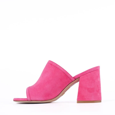 Shop Stuart Weitzman Fuchsia Leather Wedge Slipper In Pink