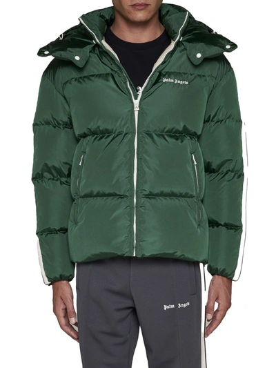 Shop Palm Angels Coats In Forest Green White