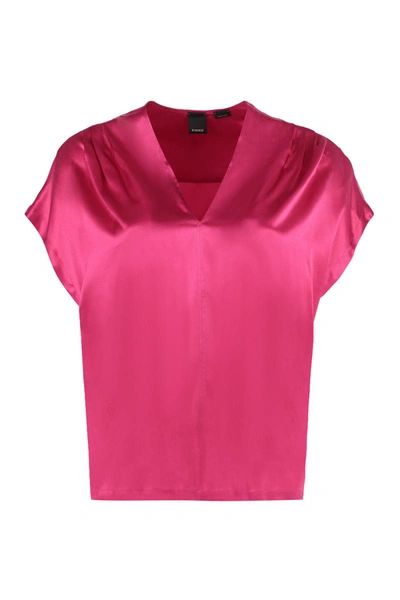Shop Pinko Breve Silk Blouse In Fuchsia