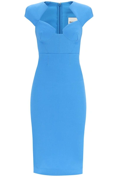 Shop Roland Mouret Cap Sleeve Midi Dress In Blue