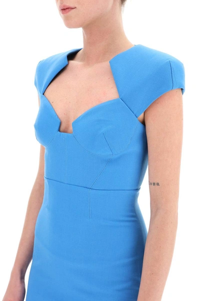 Shop Roland Mouret Cap Sleeve Midi Dress In Blue