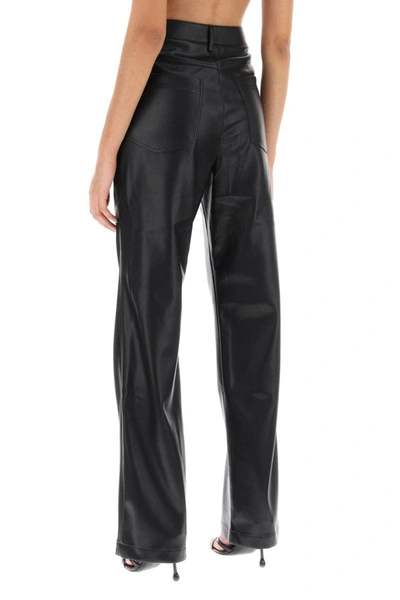 Shop Rotate Birger Christensen Rotate Embellished Button Faux Leather Pants In Black