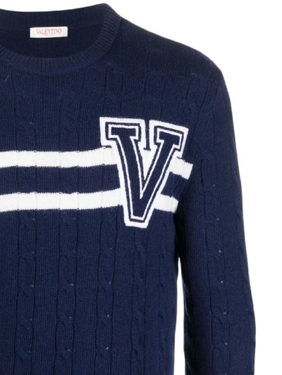 Shop Valentino Sweaters In Blu/avorio