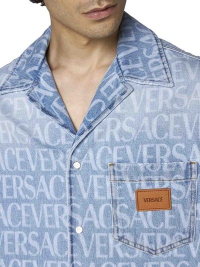 Shop Versace Shirts In Blue