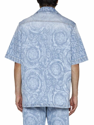 Shop Versace Shirts In Blue