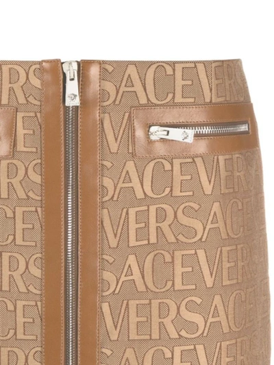 Shop Versace Skirts In Brown+beige