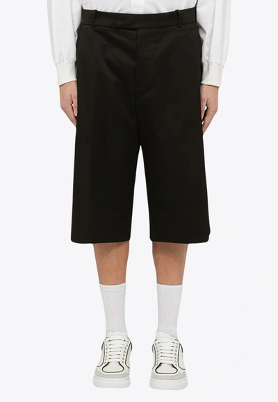 Alexander Mcqueen 4-pocketed Wide Leg Cotton Shorts In Black